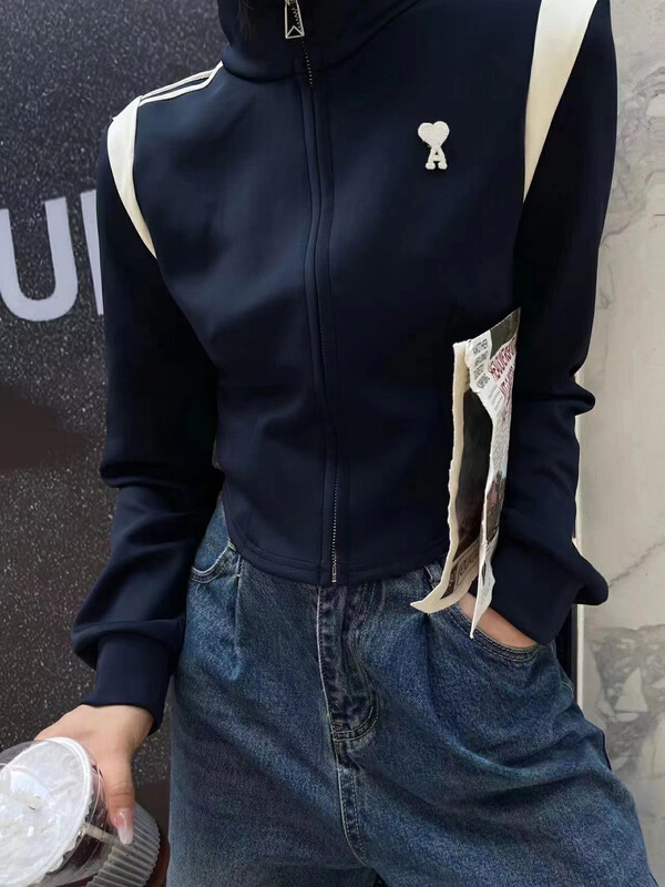 [RAINBOW] Popular Love Stand Collar Zipper Short Jacket 06152