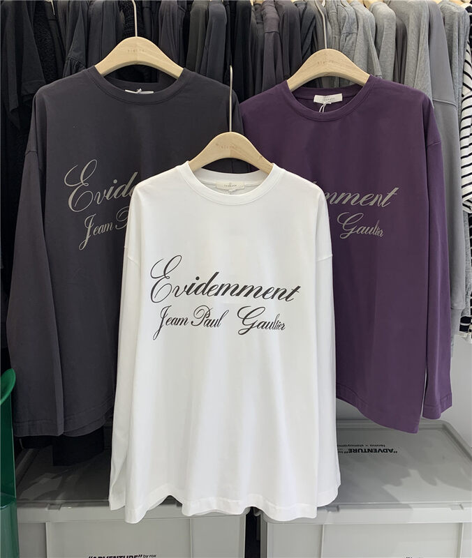 New in autumn! [SANBARA] Letter printed loose long-sleeved T-shirt 9793# LSW