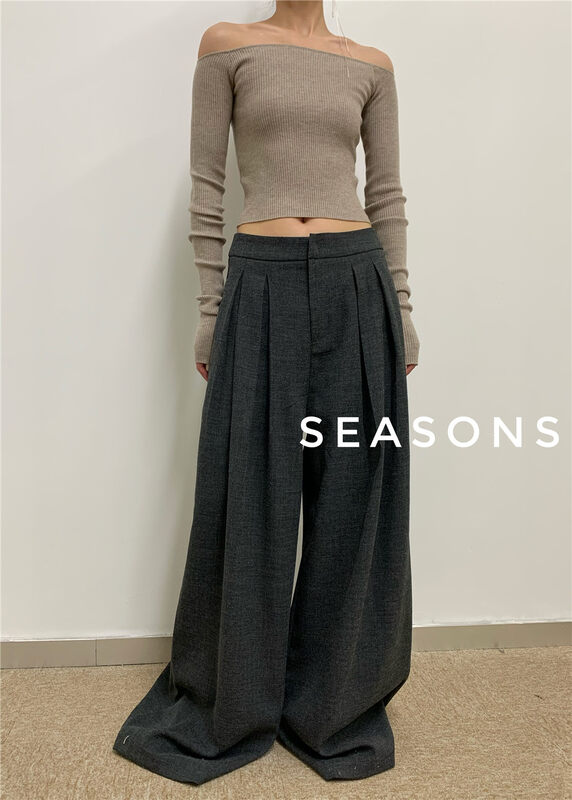 New in autumn!【SEASONS】High waist straight all-match casual pants 66187# XYJ