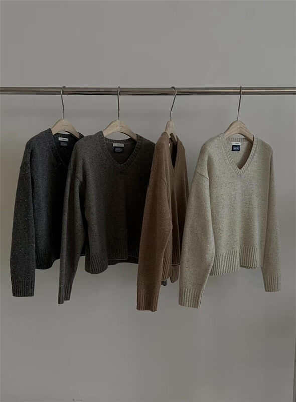 New in autumn!【FEIDING】V-neck versatile pullover lazy warm sweater 7223# CLS