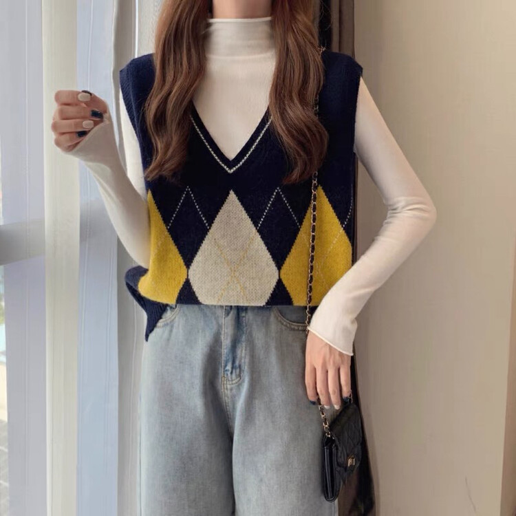 New in early autumn! [Fire Music] Retro contrast color loose all-match Western-style sweater 1300# WTT