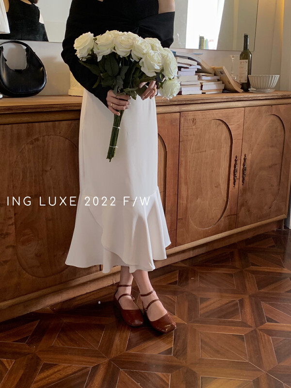 Original price 55.27! [ING] High waist irregular design fishtail skirt ING-6779