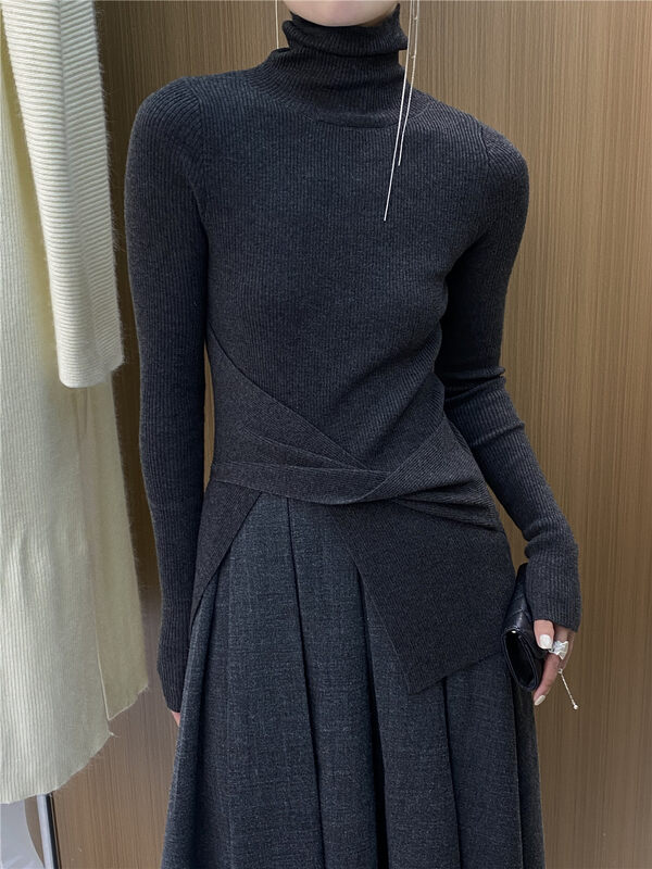 New in autumn!【SEASONS】Cross turtleneck design warm sweater 8866# XYJ