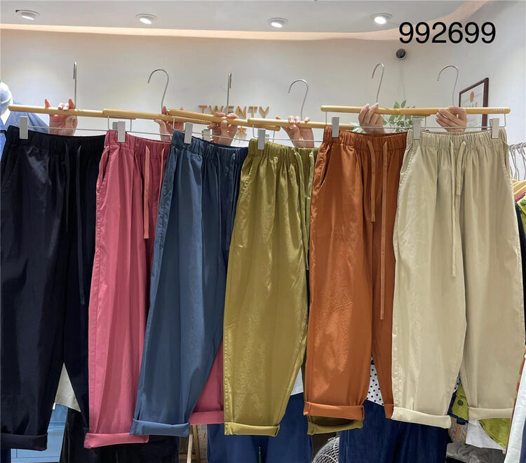 New in autumn! [TWENTY printed wood] elastic waist drawstring comfortable casual pants 992699# L
