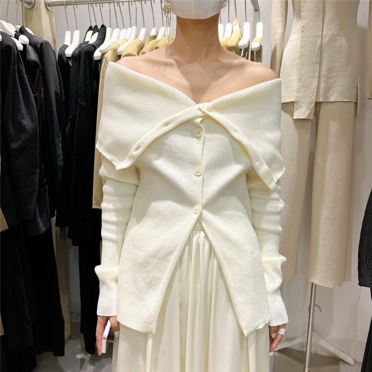 Early autumn new style!【SEASONS】Pure desire style one-shoulder knitted sweater 8803# XYJ