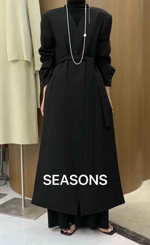 New in autumn! [SEASONS] Big-name design fashion windbreaker (with belt) 66163# XYJ