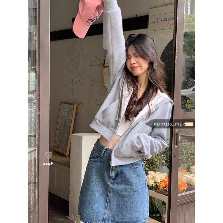New in autumn! [SUSAN] hooded zipper sweater short coat 81719# LSW