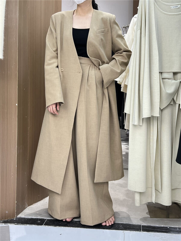 New in autumn!【SEASONS】High-waisted straight-leg wide-leg casual pants 66176-2# XYJ