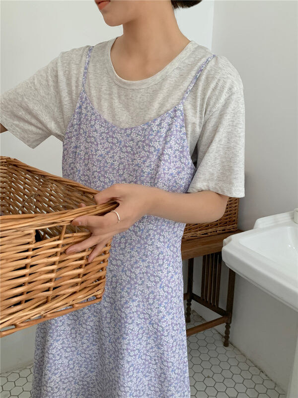 【FEIDING】Korean Floral Loose Sling Dress 7782-k7t# CLS