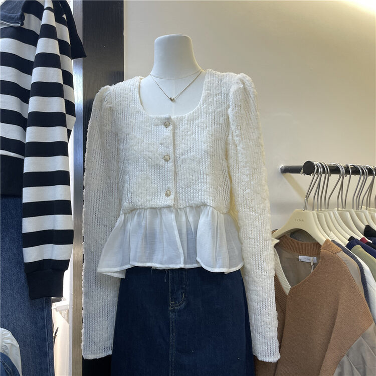 New in autumn!【SUSAN】Square collar knitted babydoll shirt 81520# LSW