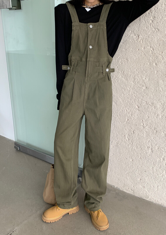 Original price 82.34! New in autumn!  【M8 Denim】Basic Versatile Mid Waist Double Pocket Rolled Bib 1626# JHY
