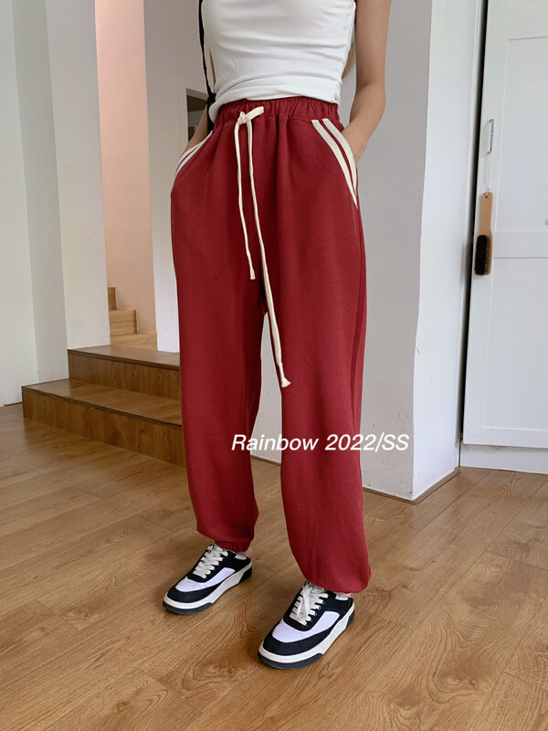 Original price 77.83! [RAINBOW] Explosive color-block casual sweatpants casual pants 5312# FHX