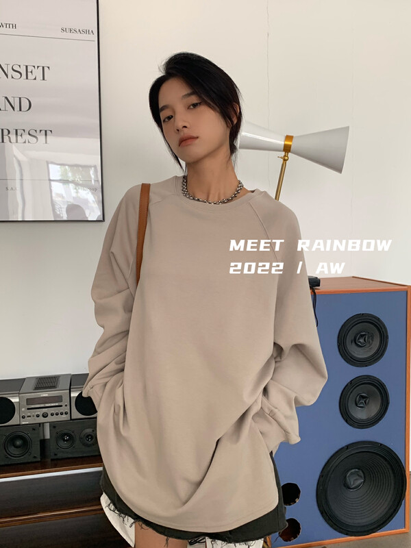 【RAINBOW】Explosive Solid Color Split Large Simple Sweatshirt 08508# FHX