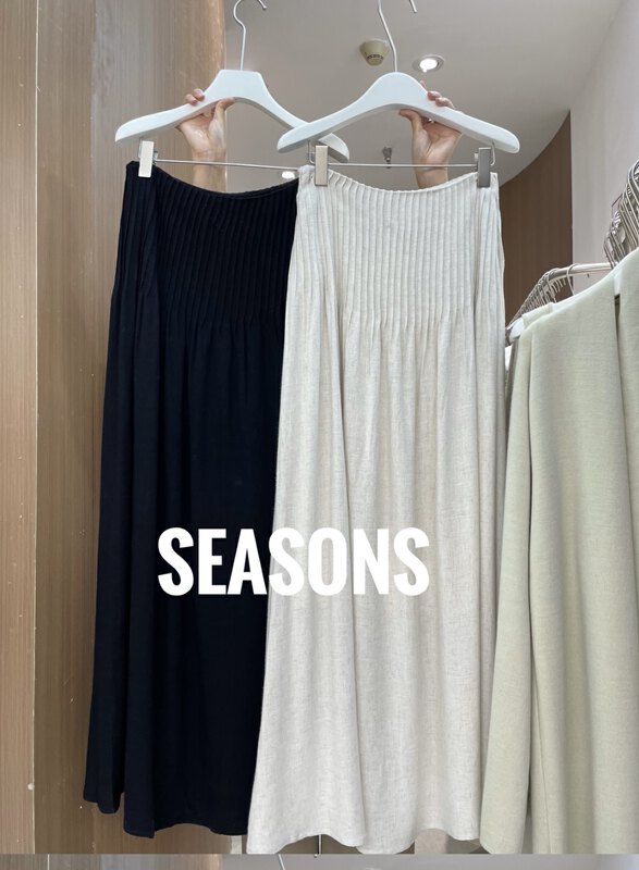 New in autumn!【SEASONS】High waist pleated slim skirt 66162# XYJ