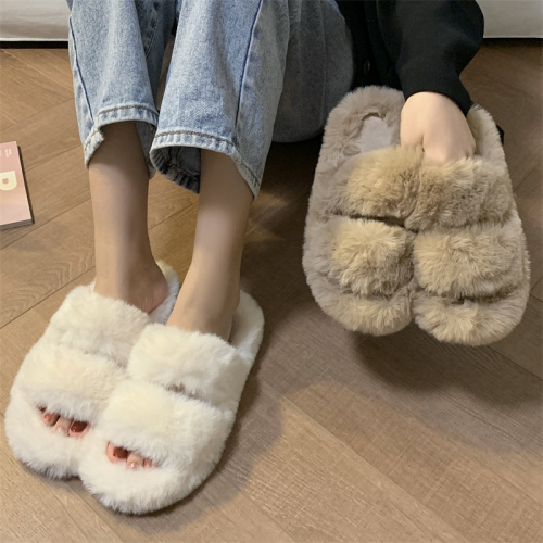 The real shot is not reduced, thick bottom Korean version plus fluffy slippers, female ins tide outside wear fashion net red autumn and winter home use tide