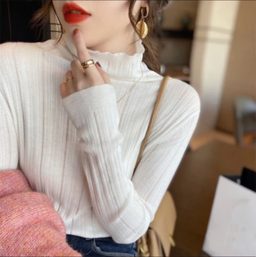 Turtleneck sweater women's spring wear black bottoming shirt slim fit and thin 2022 new western style knitted sweater top