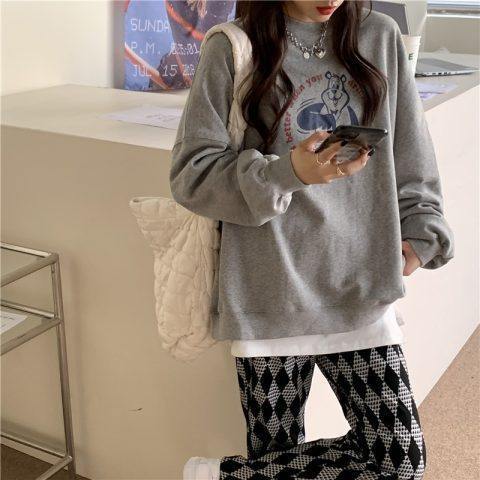 Fish scales + velvet thick sweater women's spring and autumn Korean version oversize capless thin coat ins tide student loose