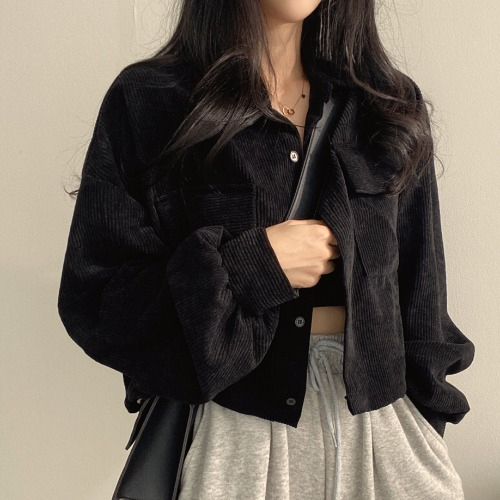 Short coat corduroy shirt women's long-sleeved loose Korean style design autumn new shirt