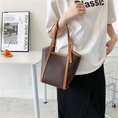 This year's popular large-capacity textured handbag  simple and fashionable shoulder underarm bag bucket bag tide