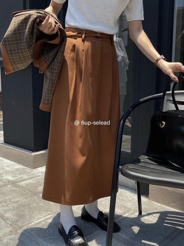 Autumn is new! [6-UP] Korean version of the simple temperament skirt (with belt) 69093# CQW