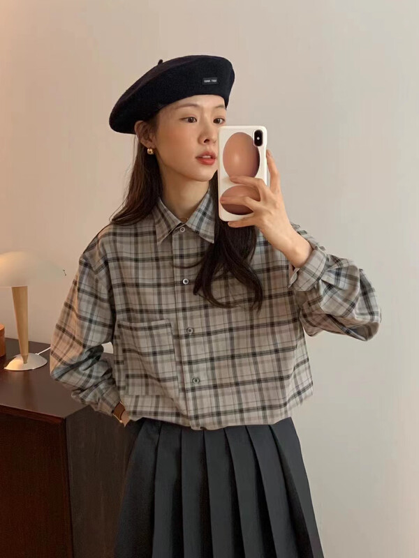 Autumn is new! [TN] Korean version of the plaid fashion shirt 2217# CLS
