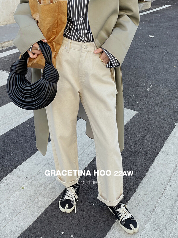 [GRACETINA HOO] Design high-waisted nine-point jeans