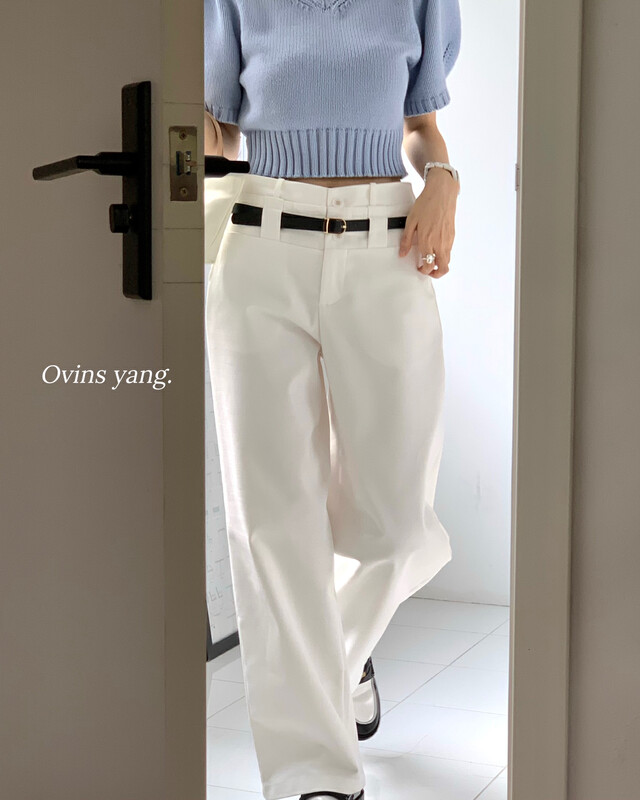 【OVINSYANG】Street retro design double waist trousers casual pants 8892