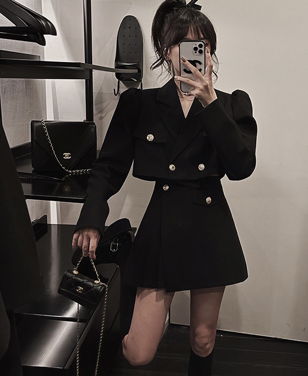 Autumn is new! [JH] Net red Xiaoxiang short suit + pleated skirt suit 42779# PCZ