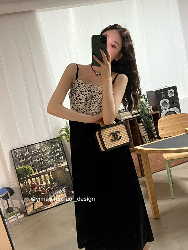 【FEI MAO】Xiaoxiang style ladies temperament woven stitching retro plaid dress Z-8503# CQW