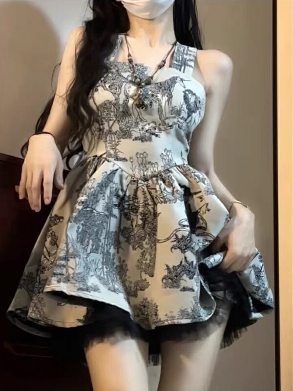 【L.L STUDIO】Backless bow suspender dress 77481# PCZ