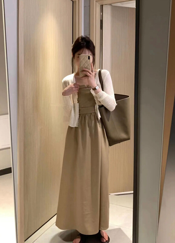 [JH] Net Red Solid Color Sunscreen Cardigan + Thin Sling Dress Suit 42354# PCZ