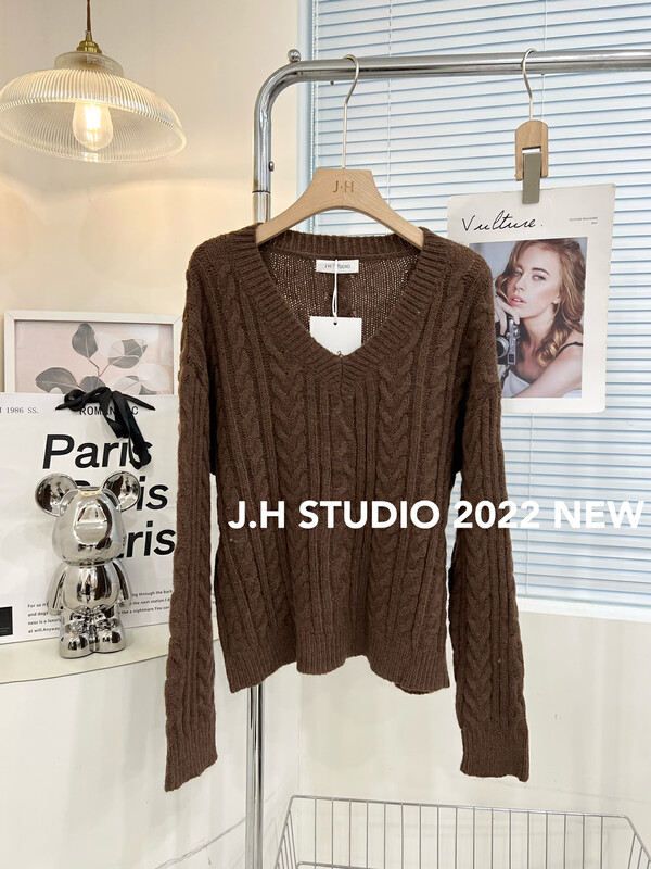 New in autumn! [JH] Simple V-neck pullover warm sweater T89# PCZ