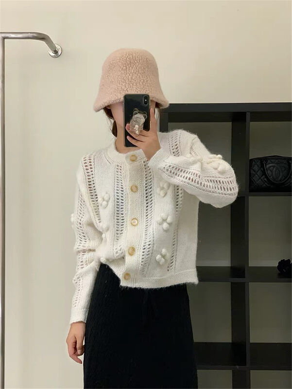 New in autumn! [ARE YOU] Round neck single-breasted comfortable knitted cardigan YS1-153# L