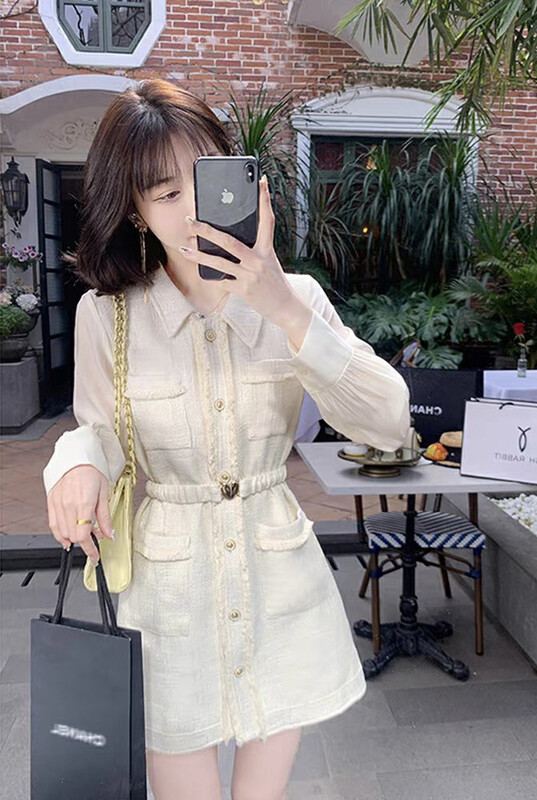 Autumn is new! [JH] Net red Xiaoxiang breasted dress (with belt) 42832# PCZ