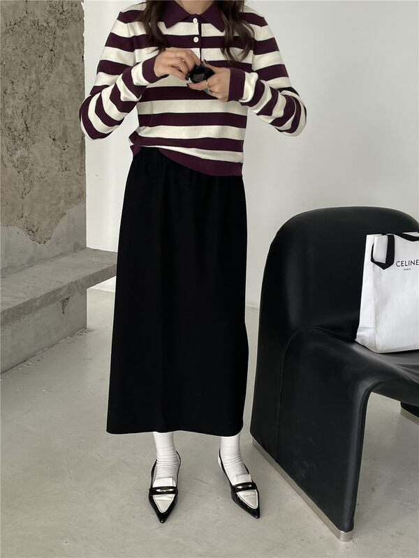 New in early autumn! [TN] Elastic waist casual slim A-line skirt 5035# CLS