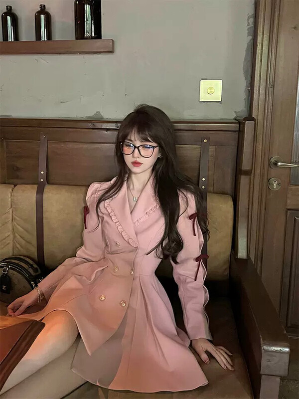 Autumn is new!【L.L STUDIO】Pleated suit sweet French bow dress 77985# PCZ