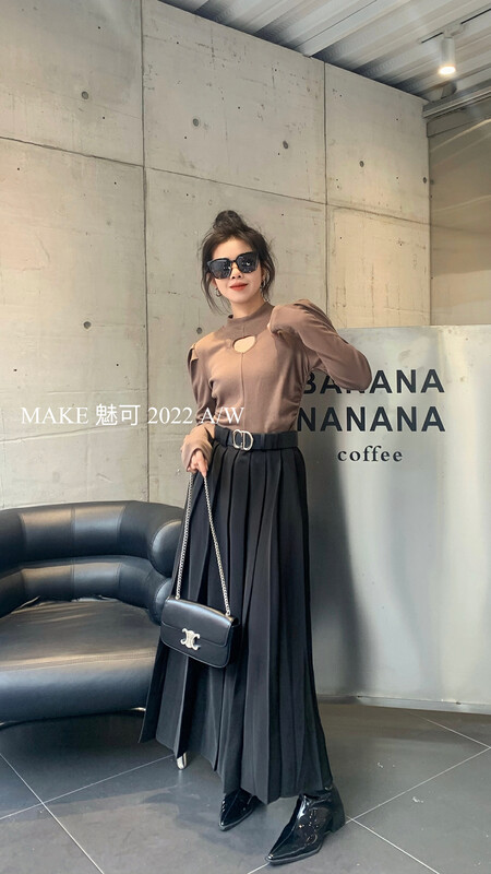 New in autumn! [MAKE] Hollow side pleated puff sleeve shirt 80043# OZQ