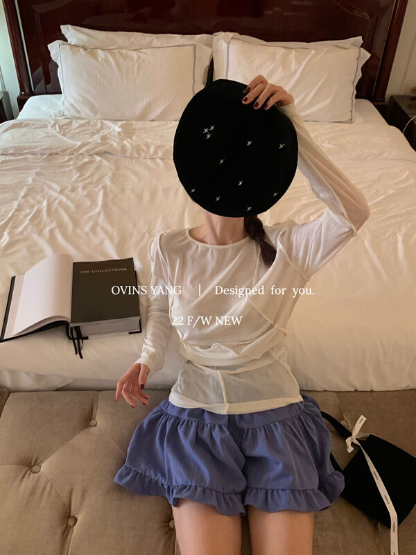 【OVINSYANG】Designed long-sleeved T-shirt 8898