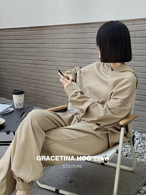 【GRACETINA HOO】Slightly shiny and comfortable hooded sweater suit TZ262# CQW