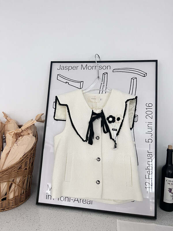 [FEI MAO] New long-sleeved three-dimensional flower small fragrance style color matching temperament all-match coat vest Z-8571