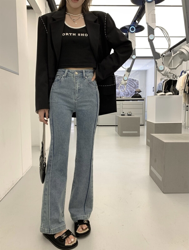 New in autumn!【SAVAGE】Retro all-match high-waisted flared jeans E9805# WPL