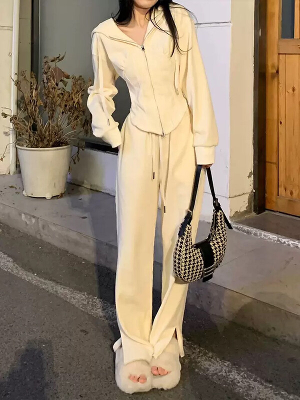 New in autumn! [L.L STUDIO] Korean fishbone slim short jacket + casual pants two-piece suit 77922# PCZ