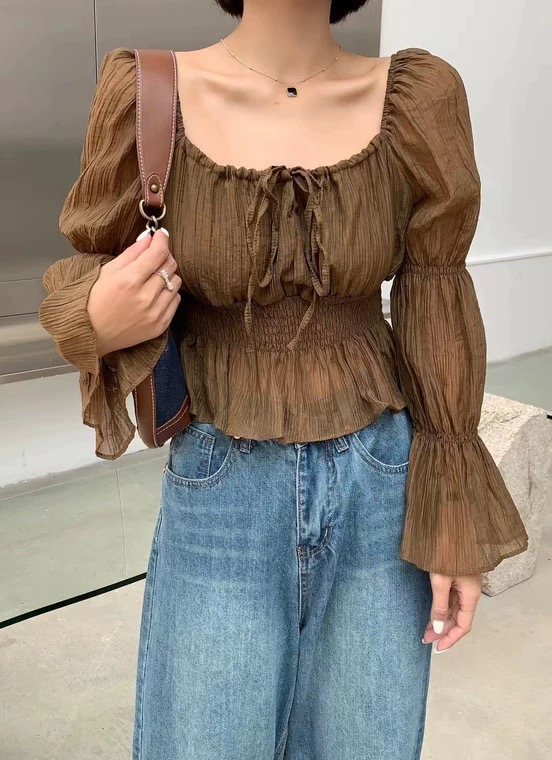 Original price 43.99! New in early autumn! [L.L STUDIO] Sweet and pure one-shoulder shirt 77758# PCZ