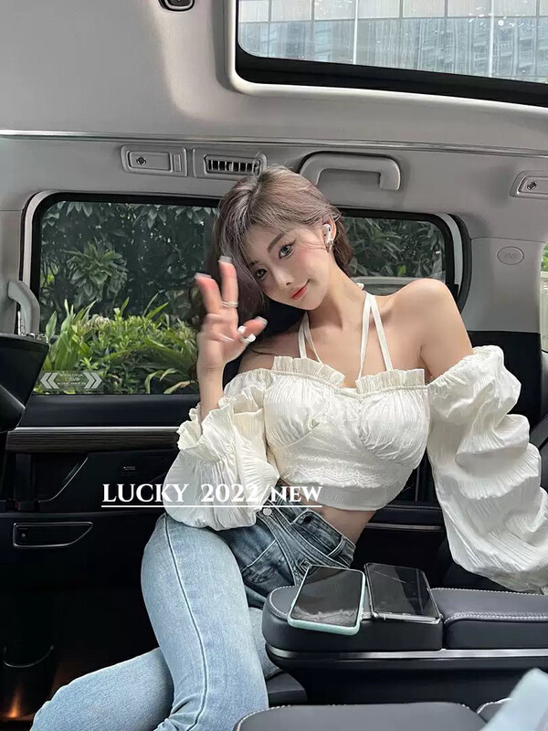 Autumn is new! [LUCKY] Pure Desires Off-Shoulder One-Shoulder Halter Shirt 9482# ZXX