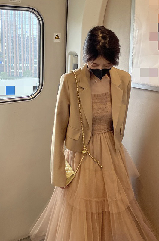 Autumn is new! [JH] Net red short suit jacket + suspender dress suit 42710# PCZ