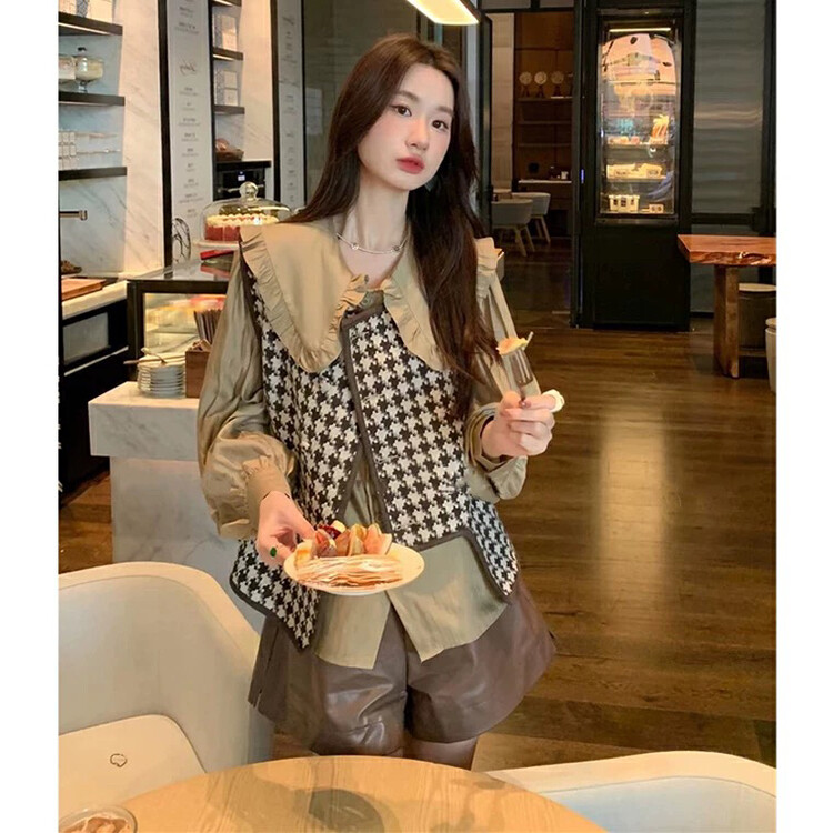 New in autumn! [L.L STUDIO] Xiaoxiang style vest + doll collar shirt suit 77928# PCZ