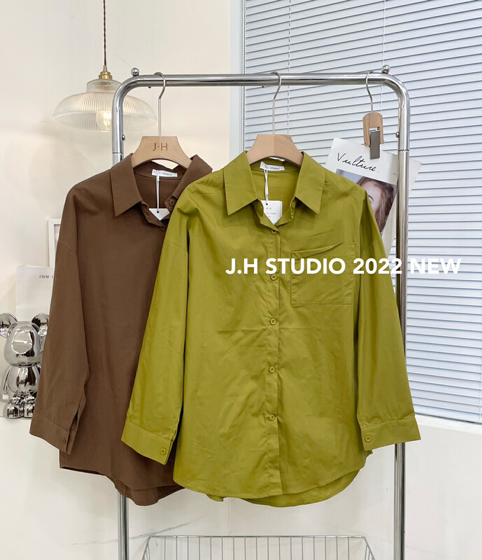 New in autumn! [JH] Loose and simple solid color shirt T64# PCZ