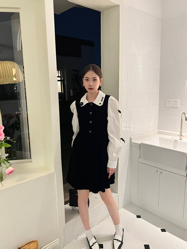 【FEI MAO】減齡氣質拼接連衣裙Z-8436