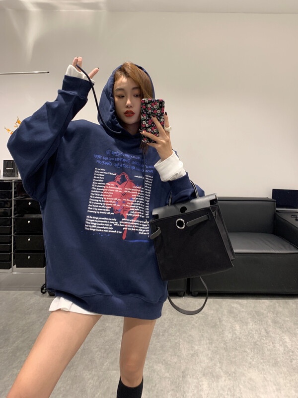New in autumn!【VANESSA】Korean alphabet print hooded sweater WY-623# OZQ
