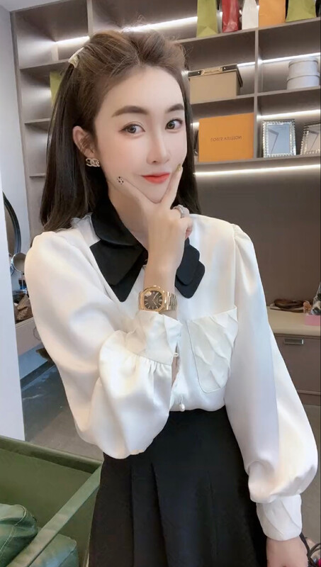 New in early autumn! [JH] Net red Xiaoxiang color contrast shirt + wild casual shorts suit 42586# PCZ